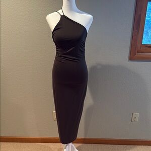 Zara olive green Asymmetrical Ruched Cocktail Dress